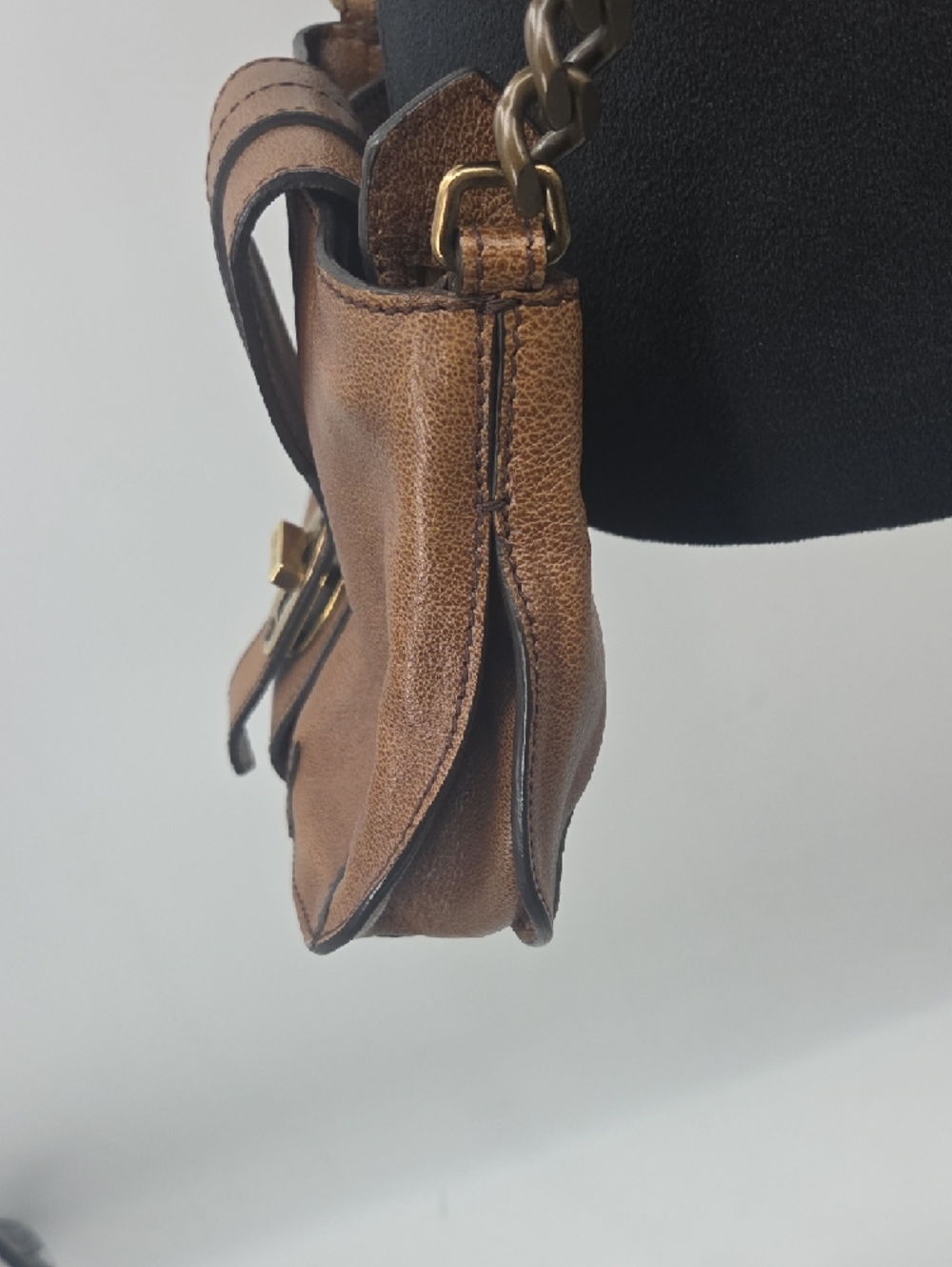 Burberry Brown Leather Crossbody with Chain Accent GORGEOUS - Picture 16 of 16